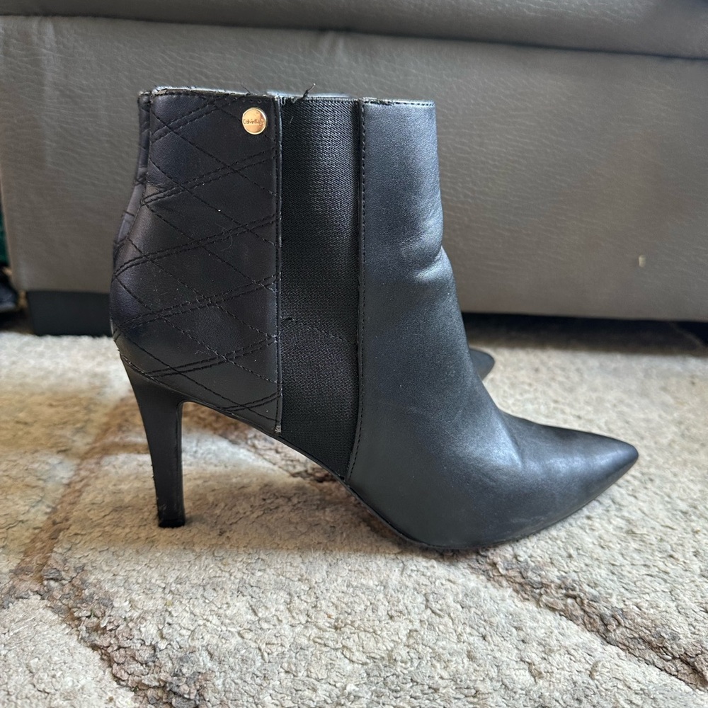 Calvin Klein Quilted Black Ankle Booties